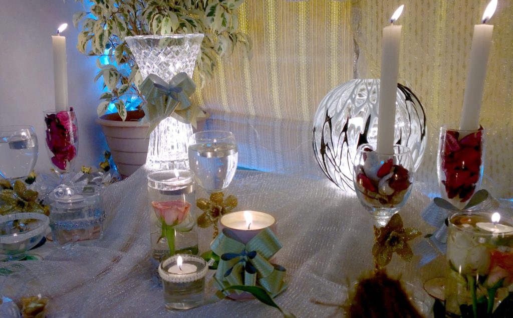 Diy Ganpati Decoration With Glasses And Candles One Brick At A Time