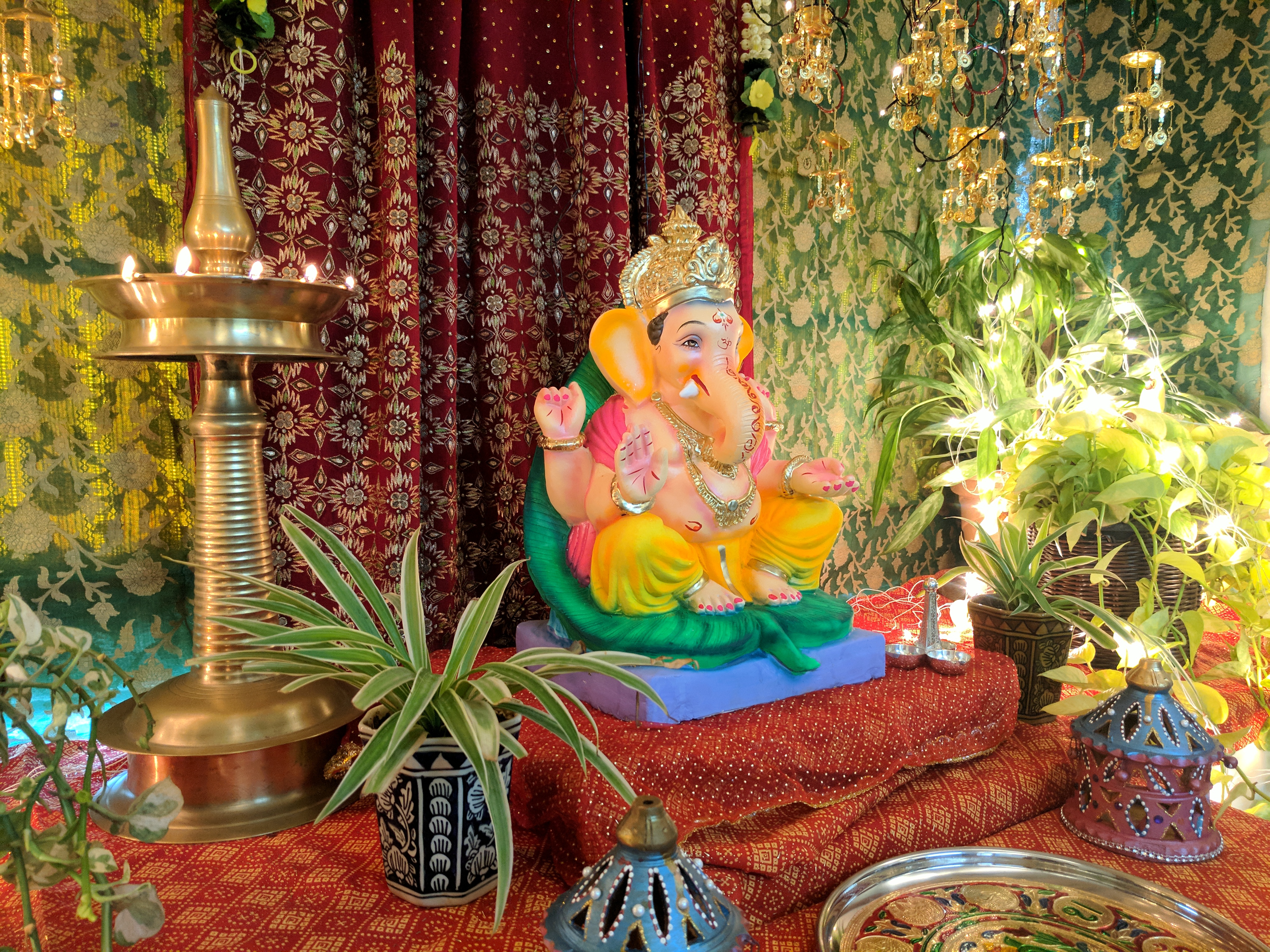 DIY Ganpati Decoration with sarees (25) • One Brick At A Time