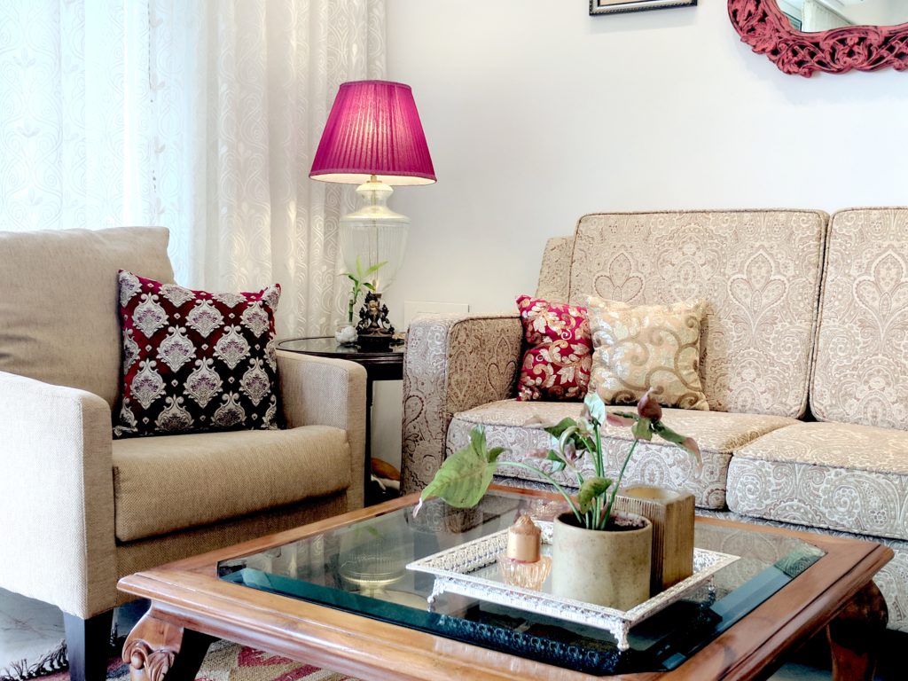 Red And Cream Living Room Reveal One